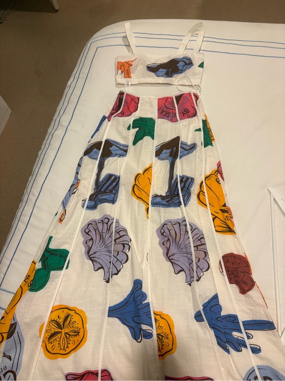White Maxi Skirt with Multicolor Graphic Motifs - Picture 2 of 3